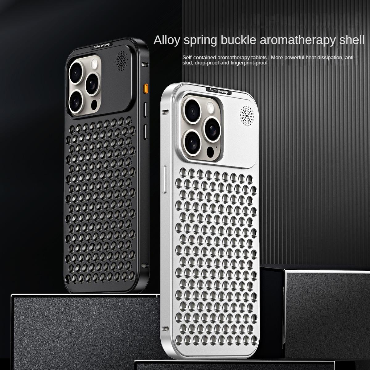 For Iphone14pro Phone Case Aromatherapy Metal Frameless Heat Dissipation Iphone13 Mesh Breathable Protective Cover